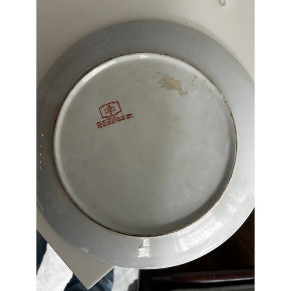 Vtg Oklahoma Import Blue Chinoiserie Asian hand painted decorative plate dish - Picture 6 of 10